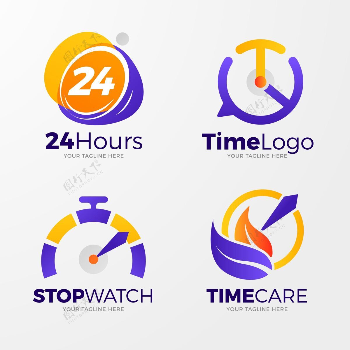 BusinessLogo创意手表标志模板GradientBranding时间Logo