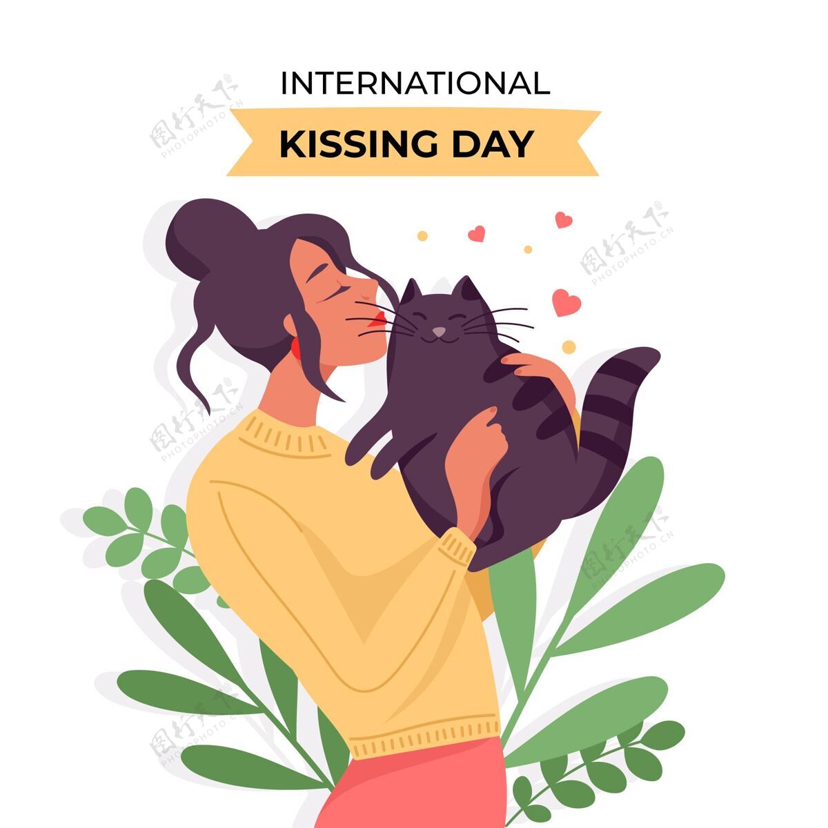 接吻日国际接吻日插画平面全球国际接吻日