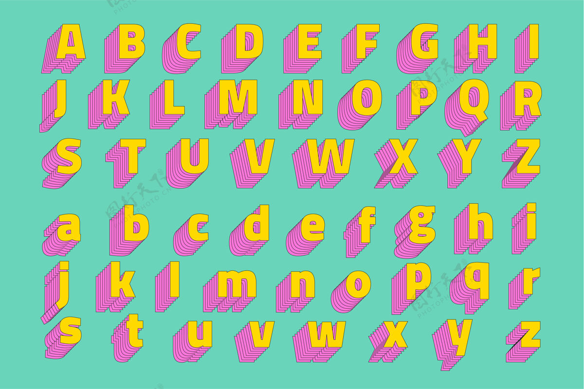 粗体字母集3d样式化字体三维字体字母收藏
