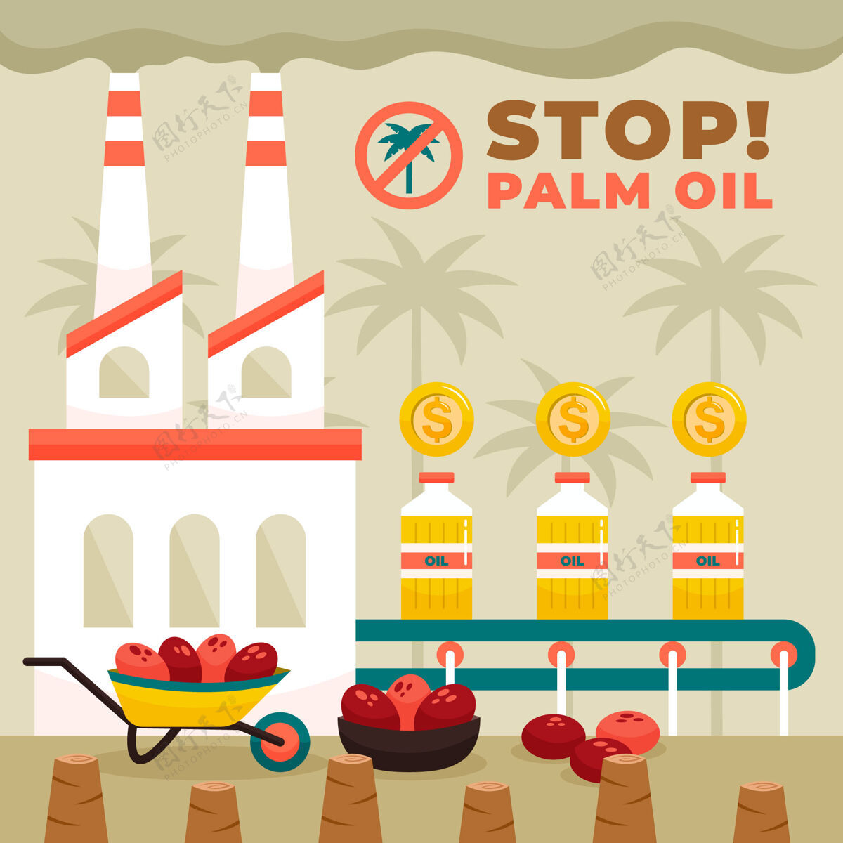 自然棕榈油生产产业理念插图油棕榈