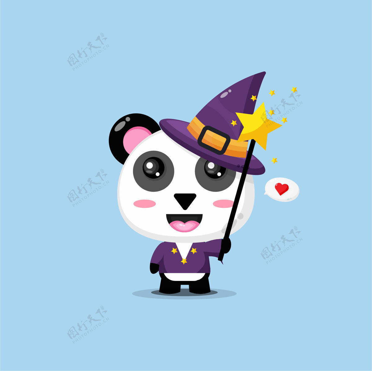 吸血鬼可爱的熊猫变成了女巫收藏帽子幽灵