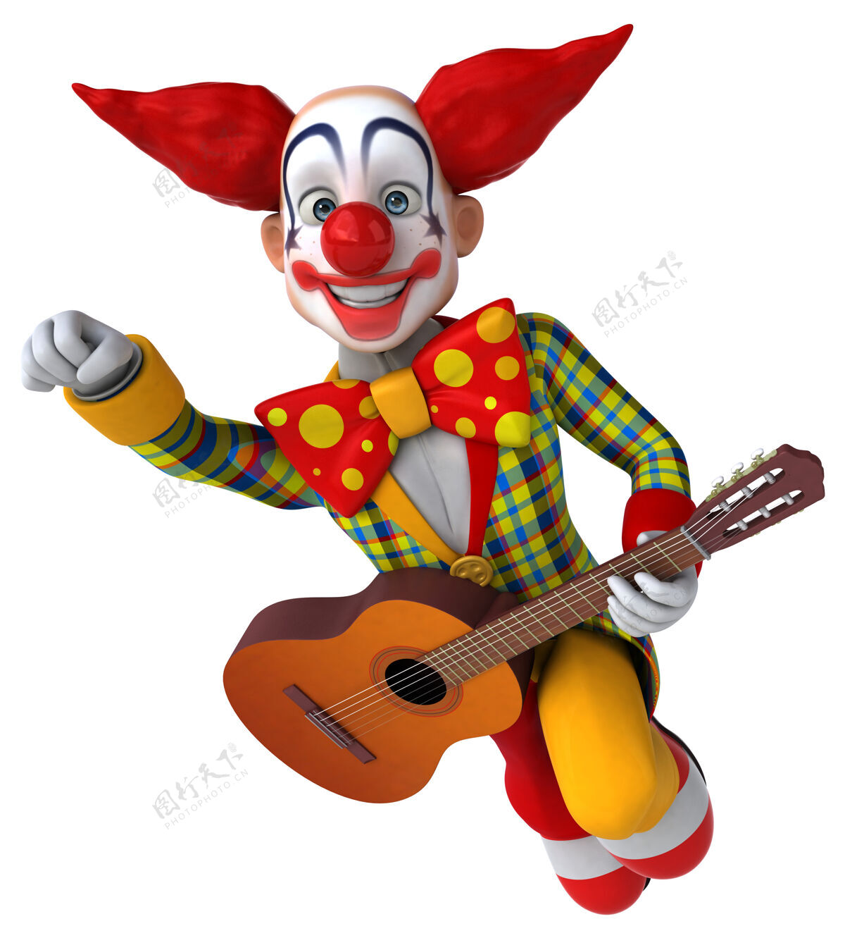 乐趣有趣的小丑插画歌手国家吉他
