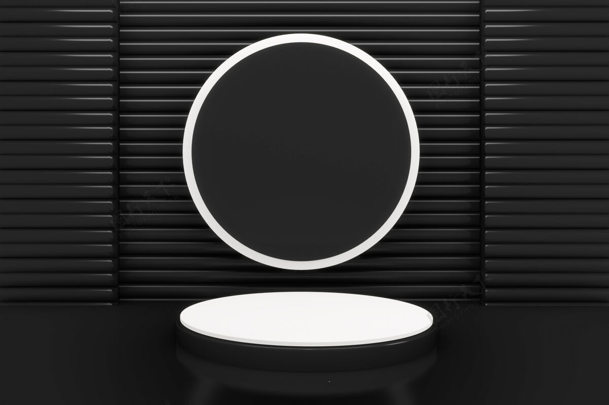 空白黑白讲台最小几何3d渲染中国产品演示颜色