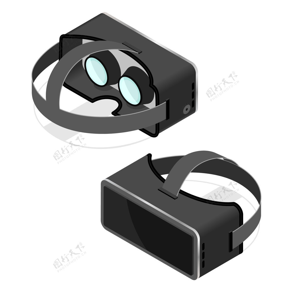 耳机虚拟现实眼镜等轴测视图集现实等轴测设备