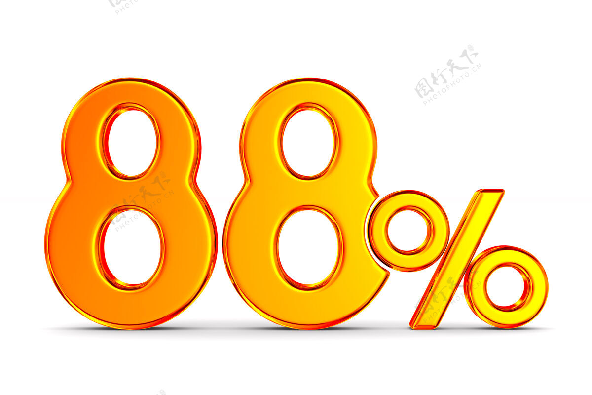 八百分之八十八是白色的空间隔离3d插图收益购买增长