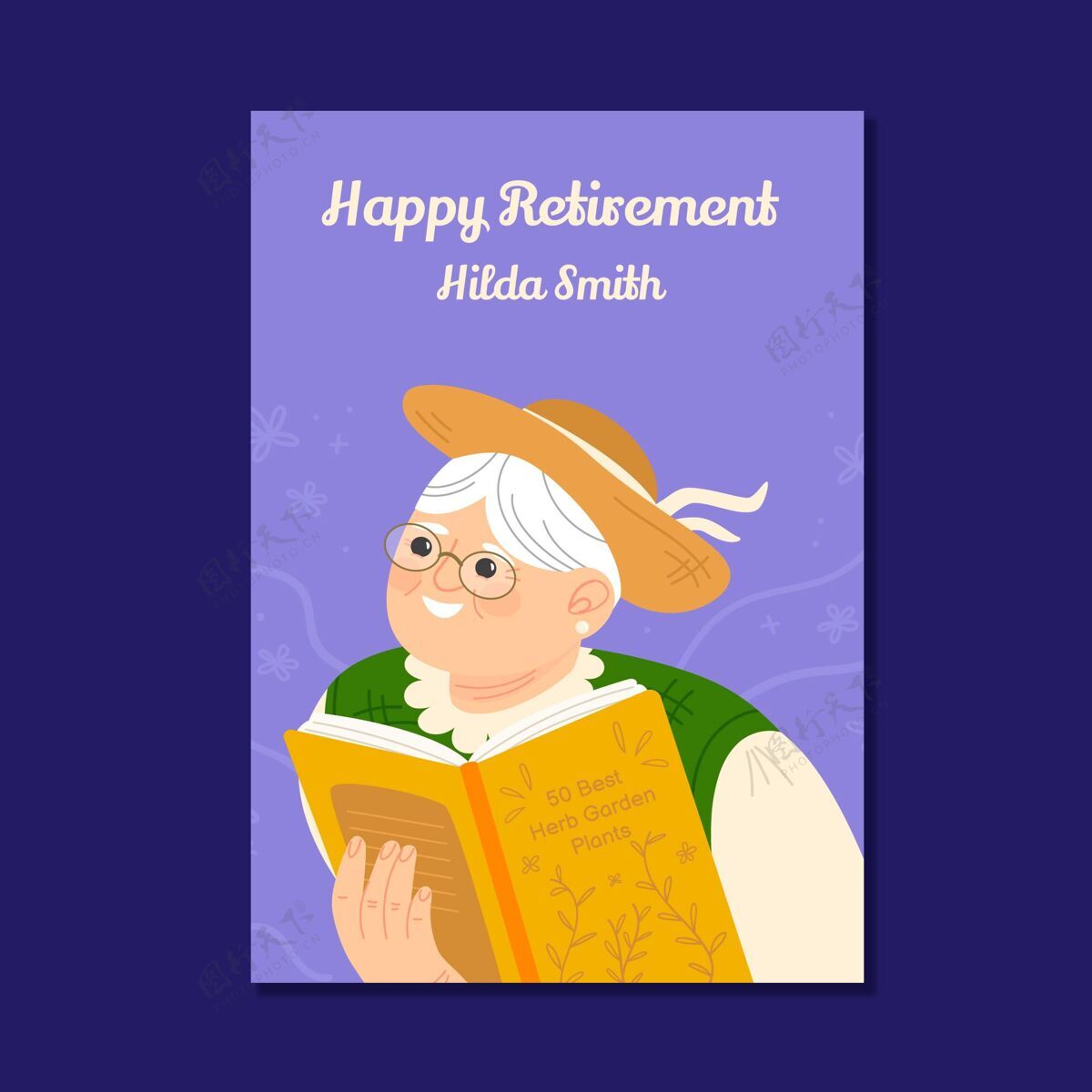 退休有机平面退休贺卡贺卡平面设计老年人