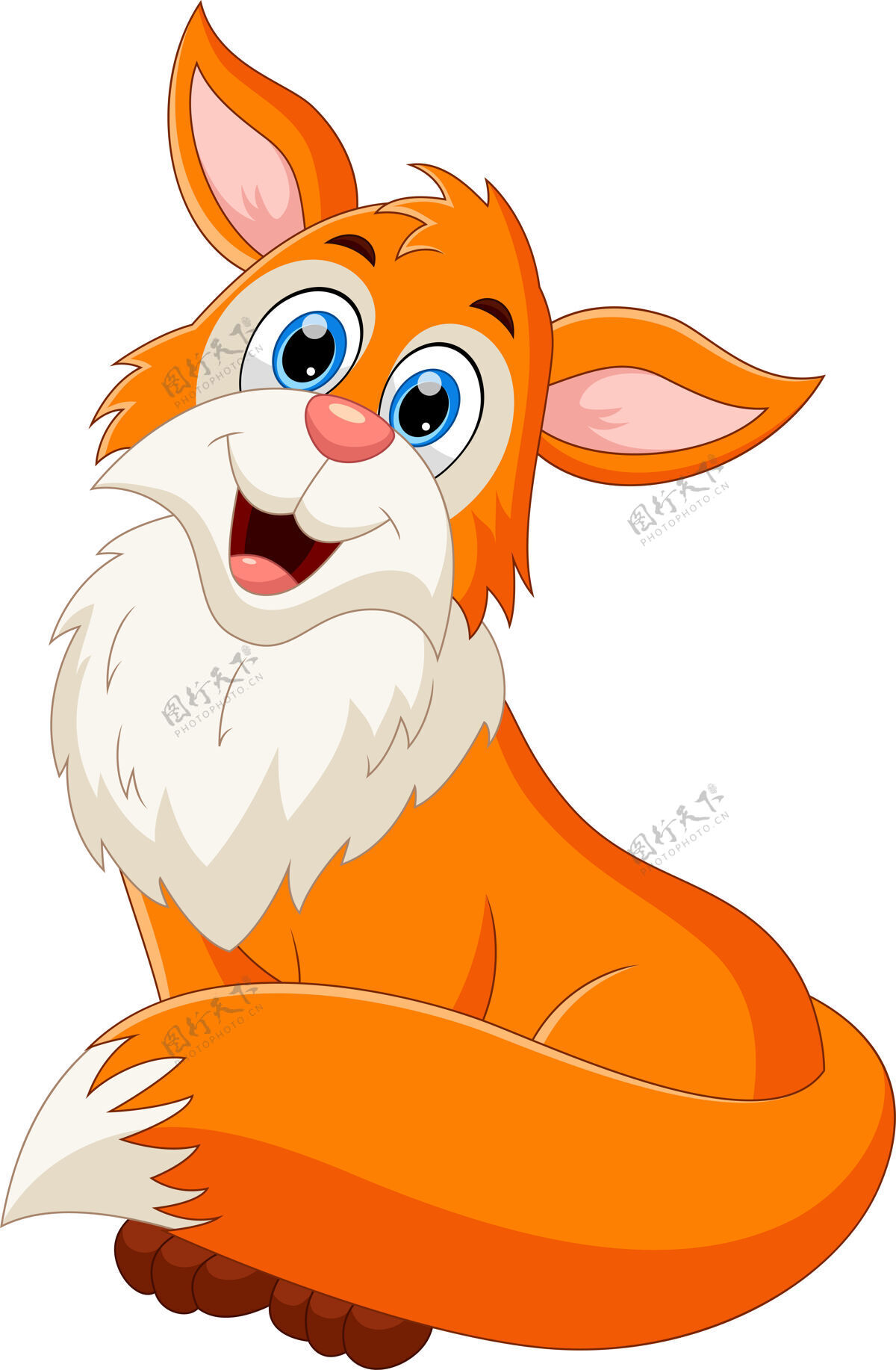 平面设计卡通可爱的狐狸摆姿势微笑狐狸卡通人物动物