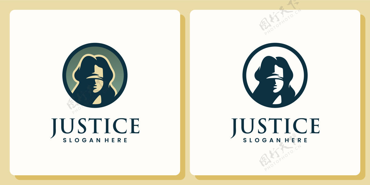 公司正义 女盲人 剪影 标志设计和名片法律女人标志