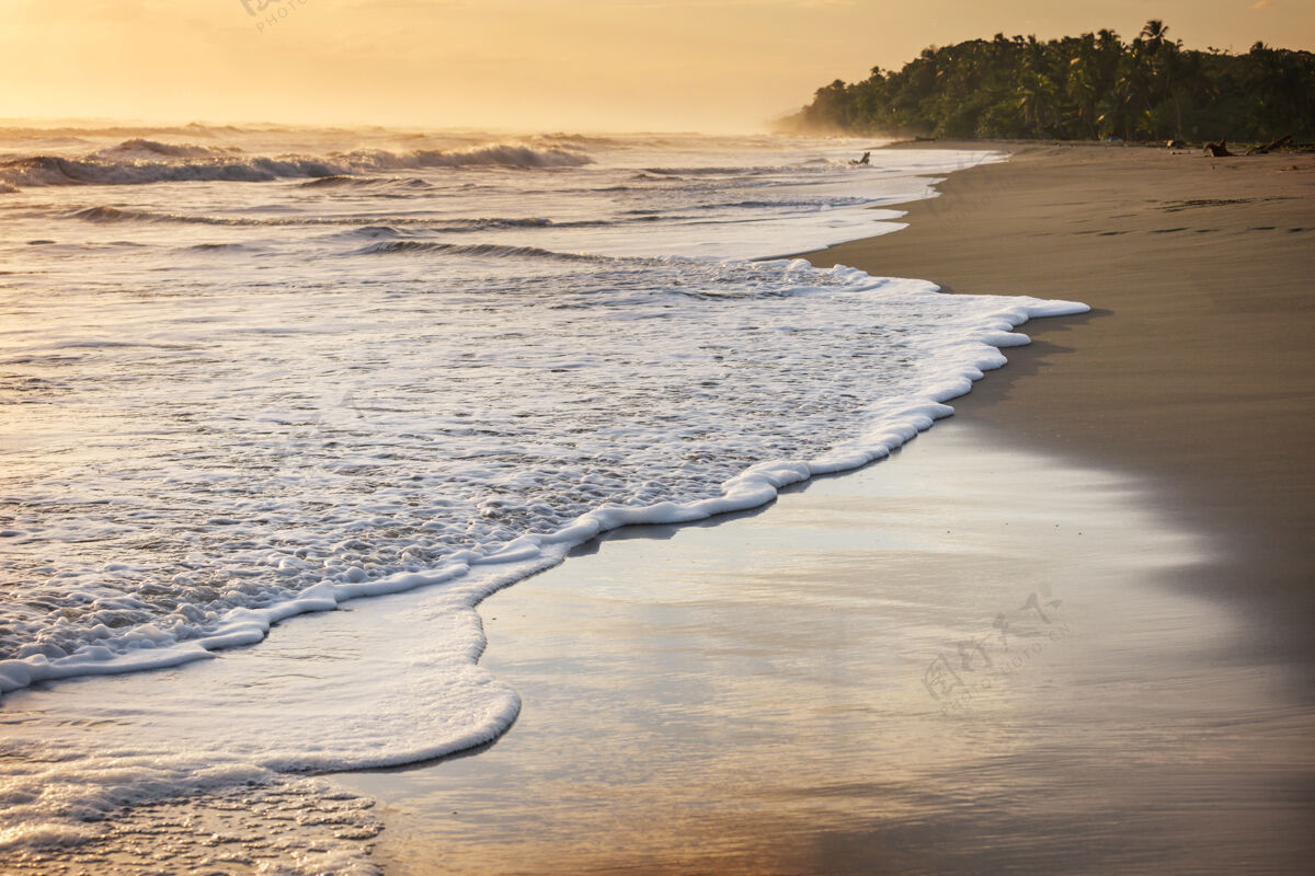 阳光明媚哥斯达黎加美丽的热带太平洋海岸中美洲太平洋海湾