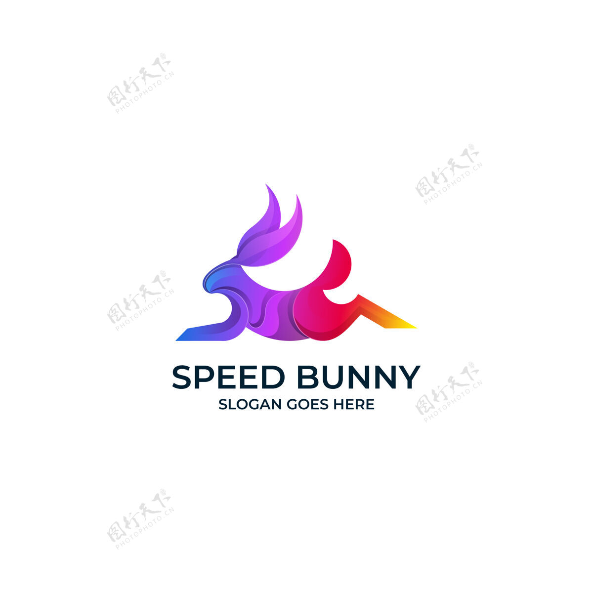 速度极速兔子渐变标志梯度哺乳动物兔子