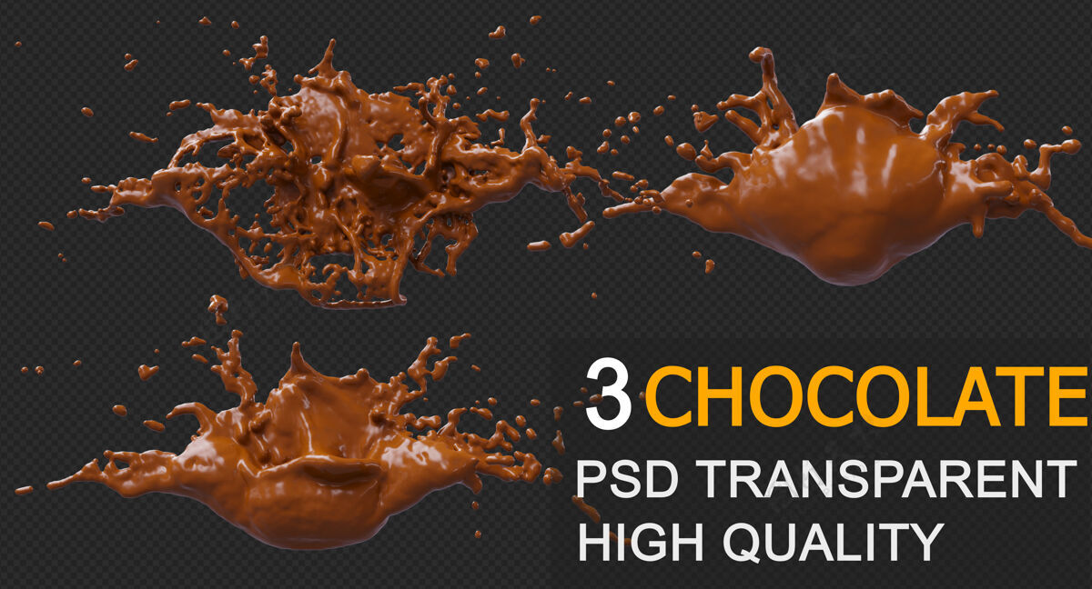 糖果巧克力飞溅与水滴三维渲染设计抽象食物奶油