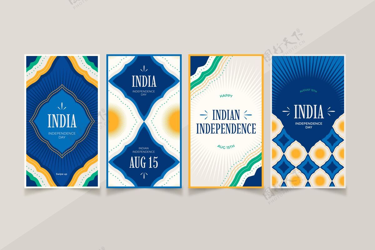 自由印度独立日instagram故事集印度假日平面设计