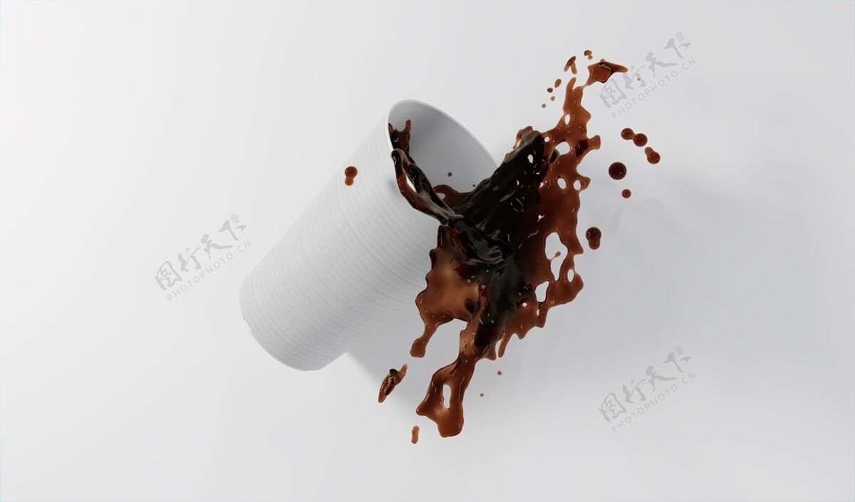 咖啡因各种纸咖啡杯与咖啡飞溅组成产品咖啡