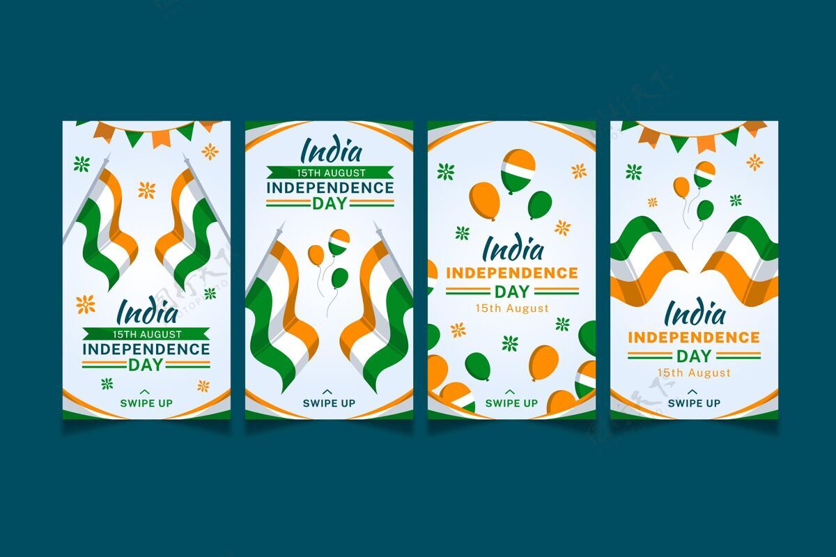 收藏平面印度独立日instagram故事集印度节日设置