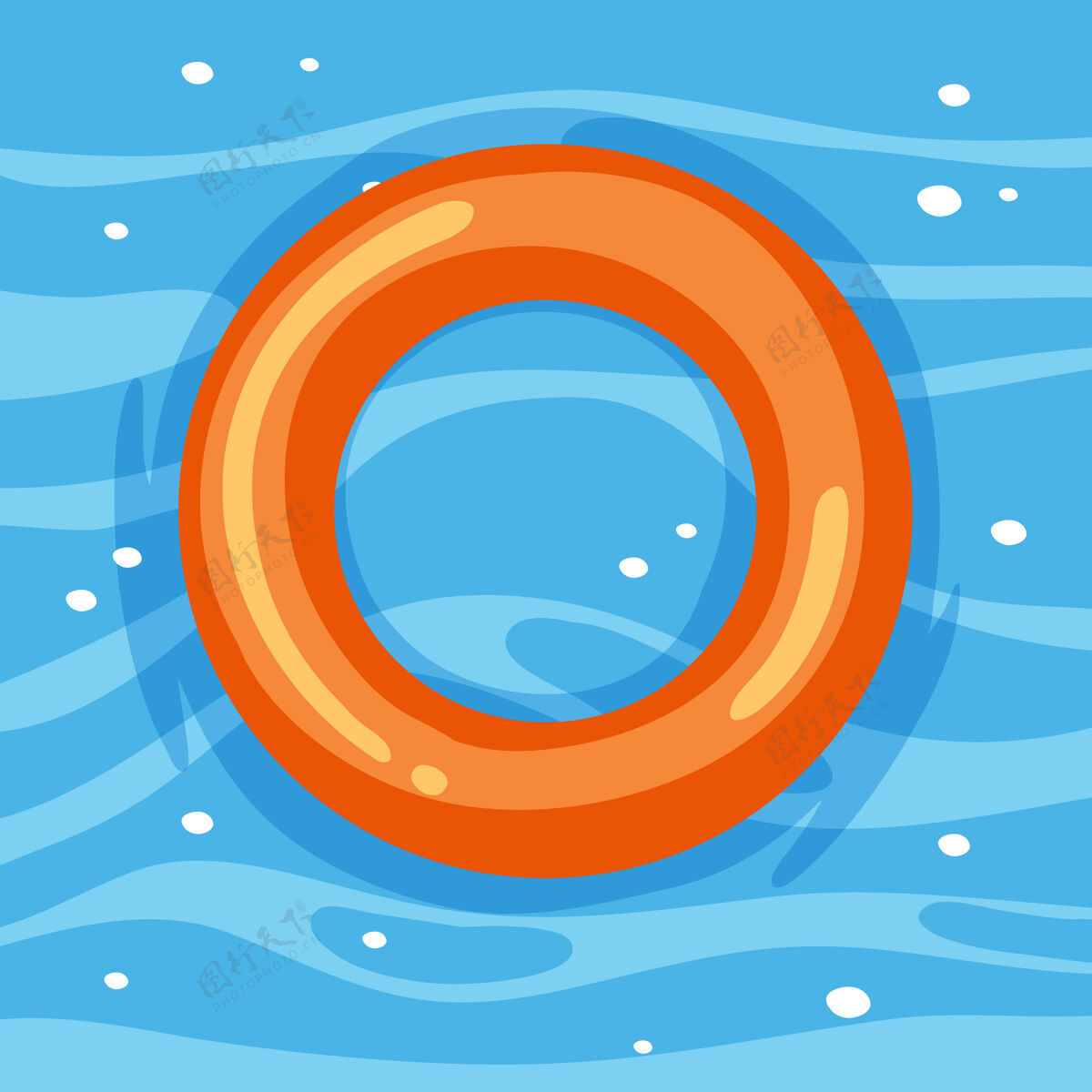 浮子橙色游泳圈在水中孤立玩具情绪活动