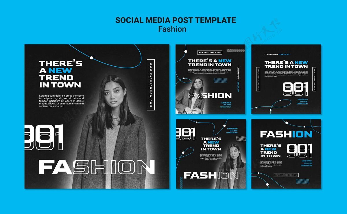 风格单色instagram发布了一系列关于女性时尚趋势的帖子服装社交媒体社交媒体模板