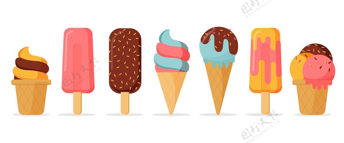 小吃扁平冰淇淋系列甜点食品包装