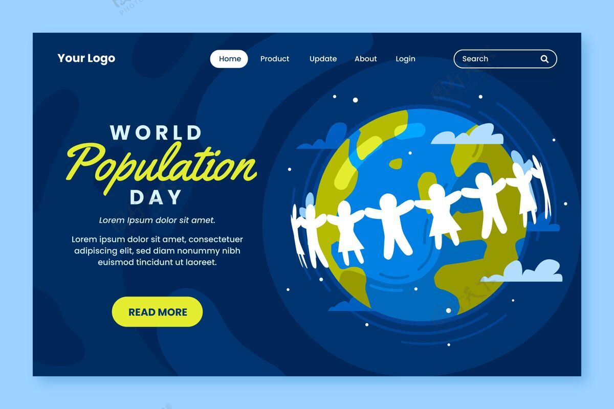 7月11日世界人口日登陆页模板平面设计全球目的地页