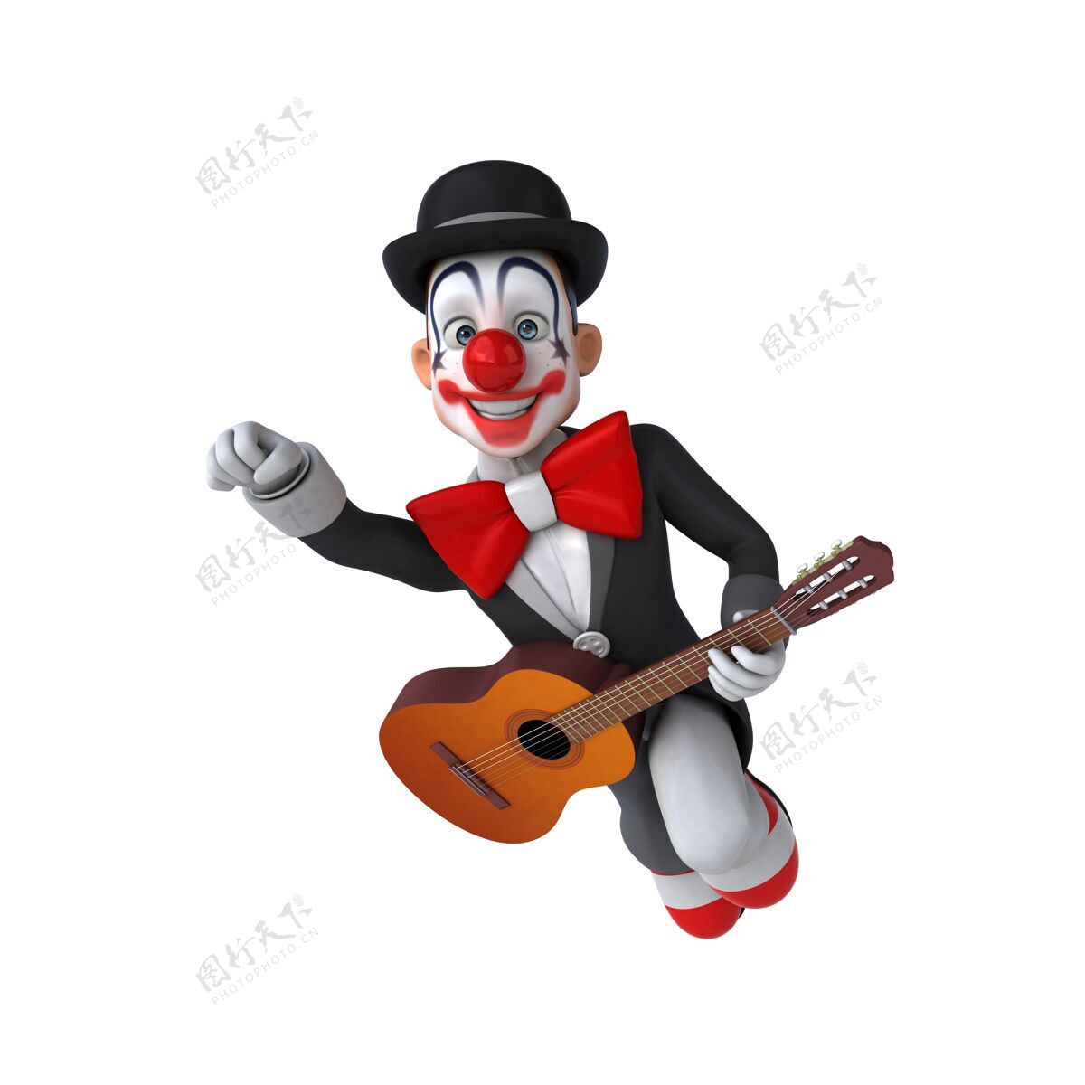小丑一个有趣的小丑有趣的三维插图红色马戏团男人