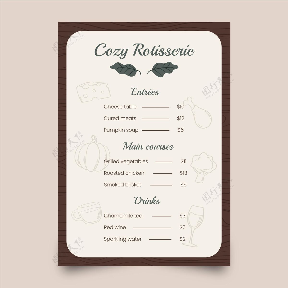 美食乡村餐厅菜单模板食品菜单模板菜单