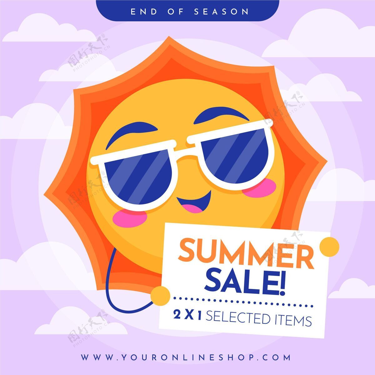 夏季销售插图夏季促销插画季节购买特价