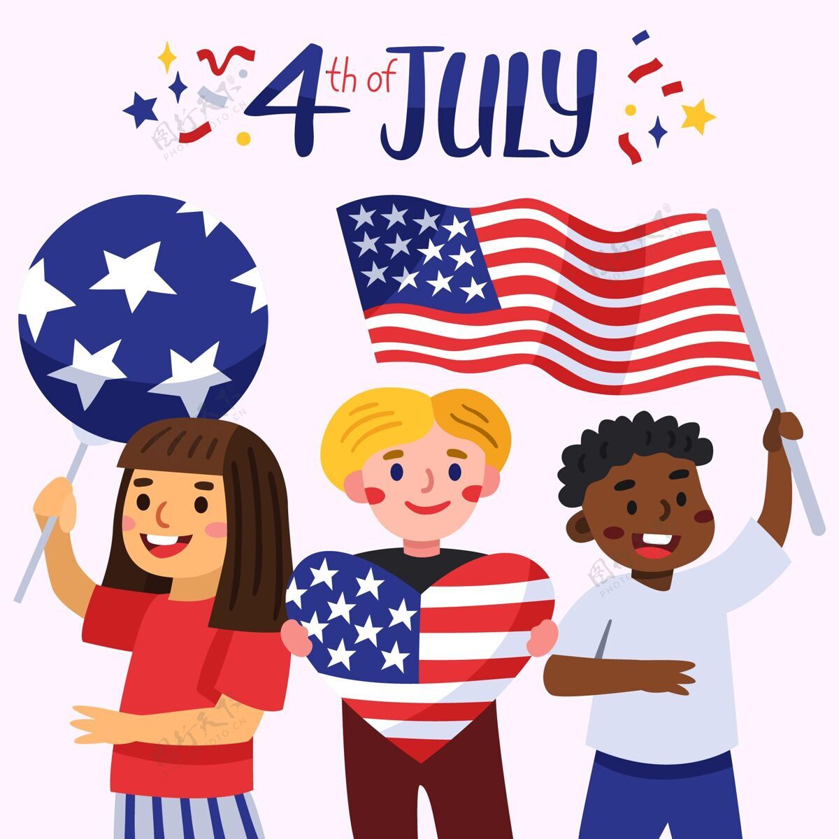 事件手绘七月四日独立日插画美国美国爱国