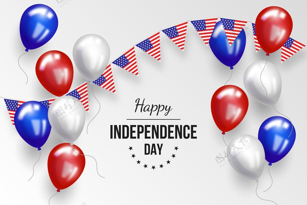 美国真实的七月四日-独立日气球背景活动独立日快乐节日