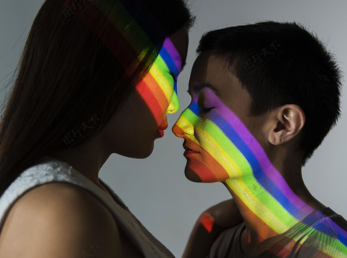 性美丽的同性恋夫妇与同性恋者标志Lgtb运动平等