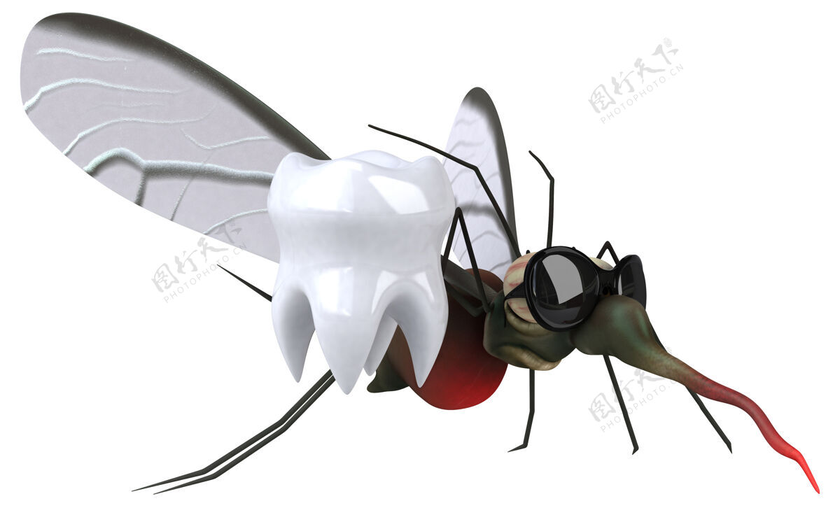 昆虫蚊子3d插图传染牙齿危险