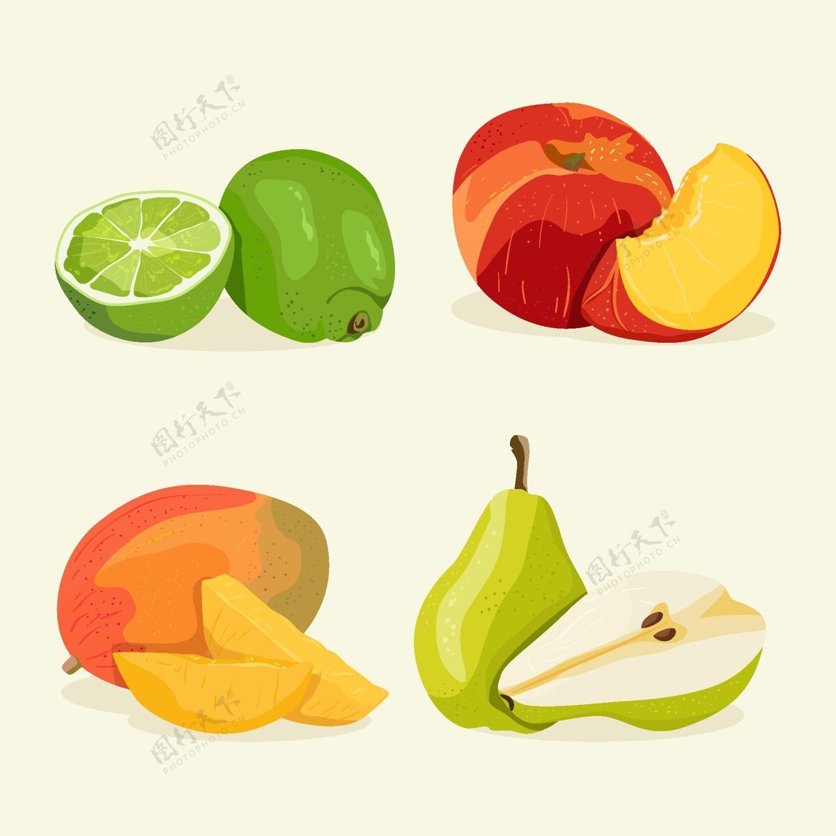 细节详细的水果收集食物美味营养
