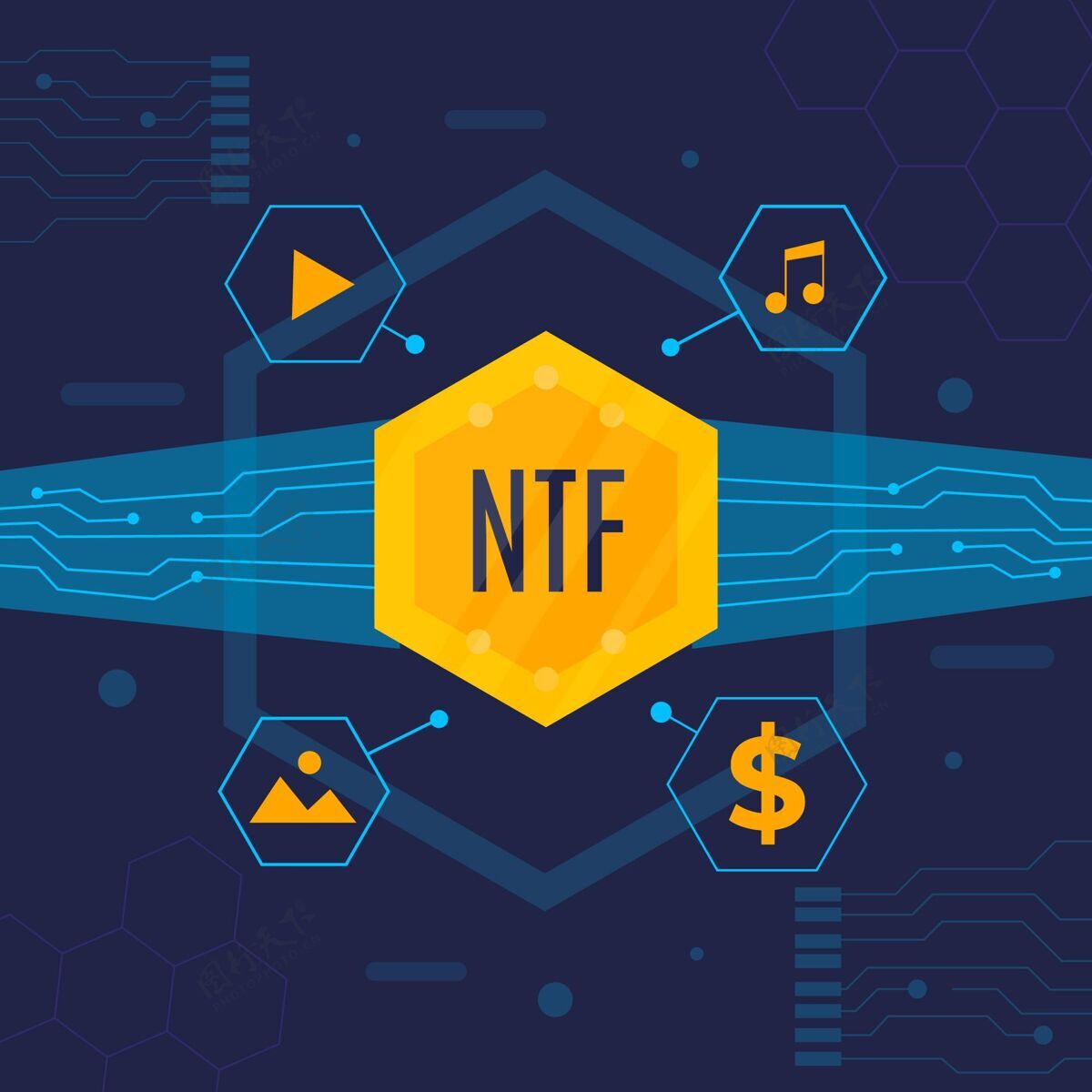 网络平面设计nft概念图区块链平面设计创新