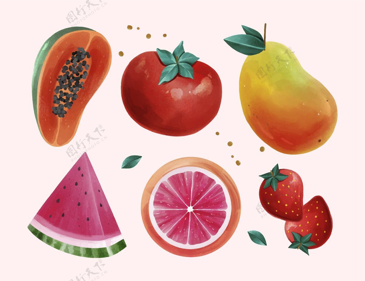 水果收藏手绘水彩画水果系列分类美味水果