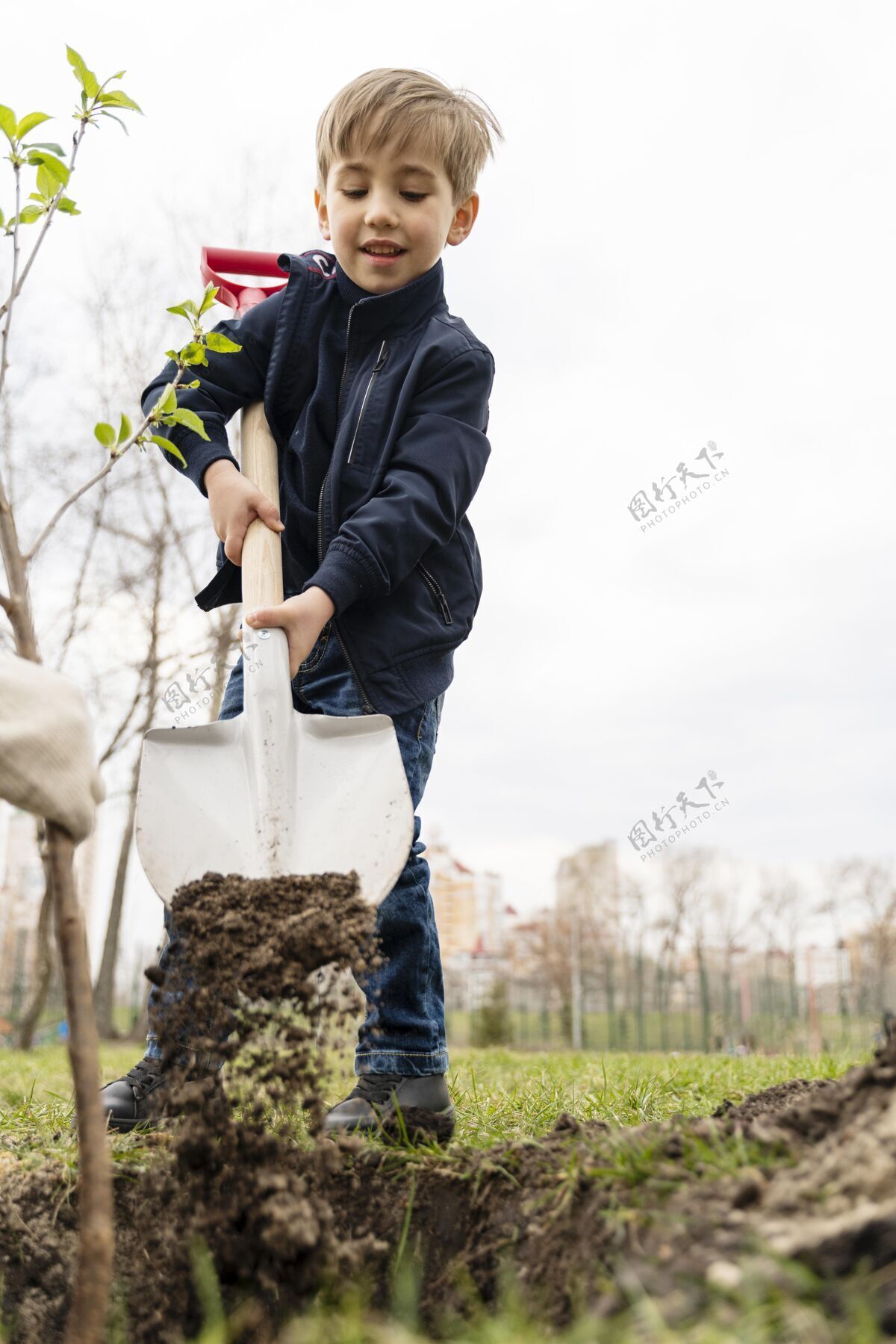 土壤孩子想在户外种树志愿者蔬菜园艺