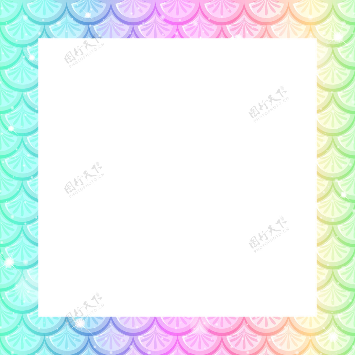 生物空白粉彩彩虹鱼鳞框架模板梦标志魔术
