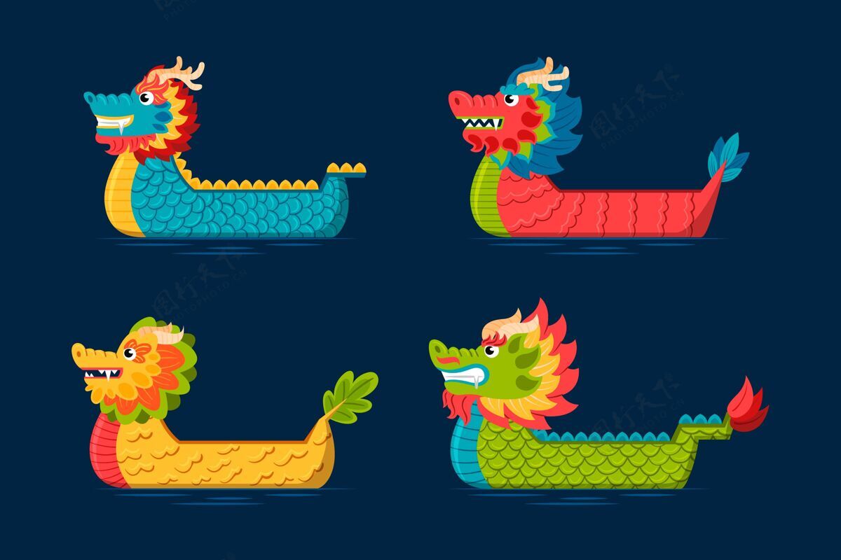龙舟比赛手绘龙舟系列手绘节日中国