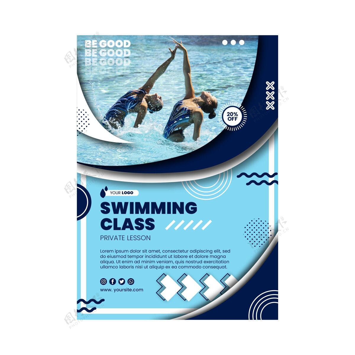 海报游泳课海报模板游泳健康准备打印