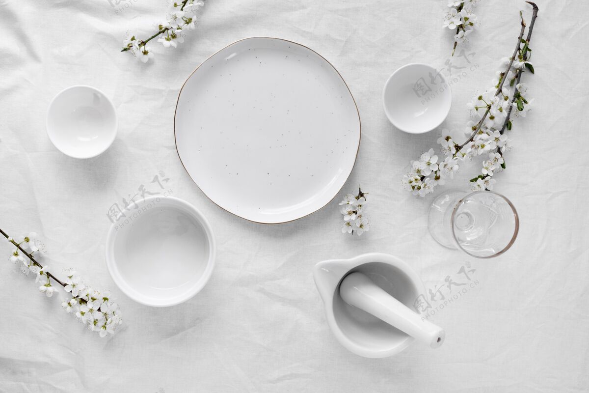美食白色餐桌 美味佳肴简约午餐白色餐桌