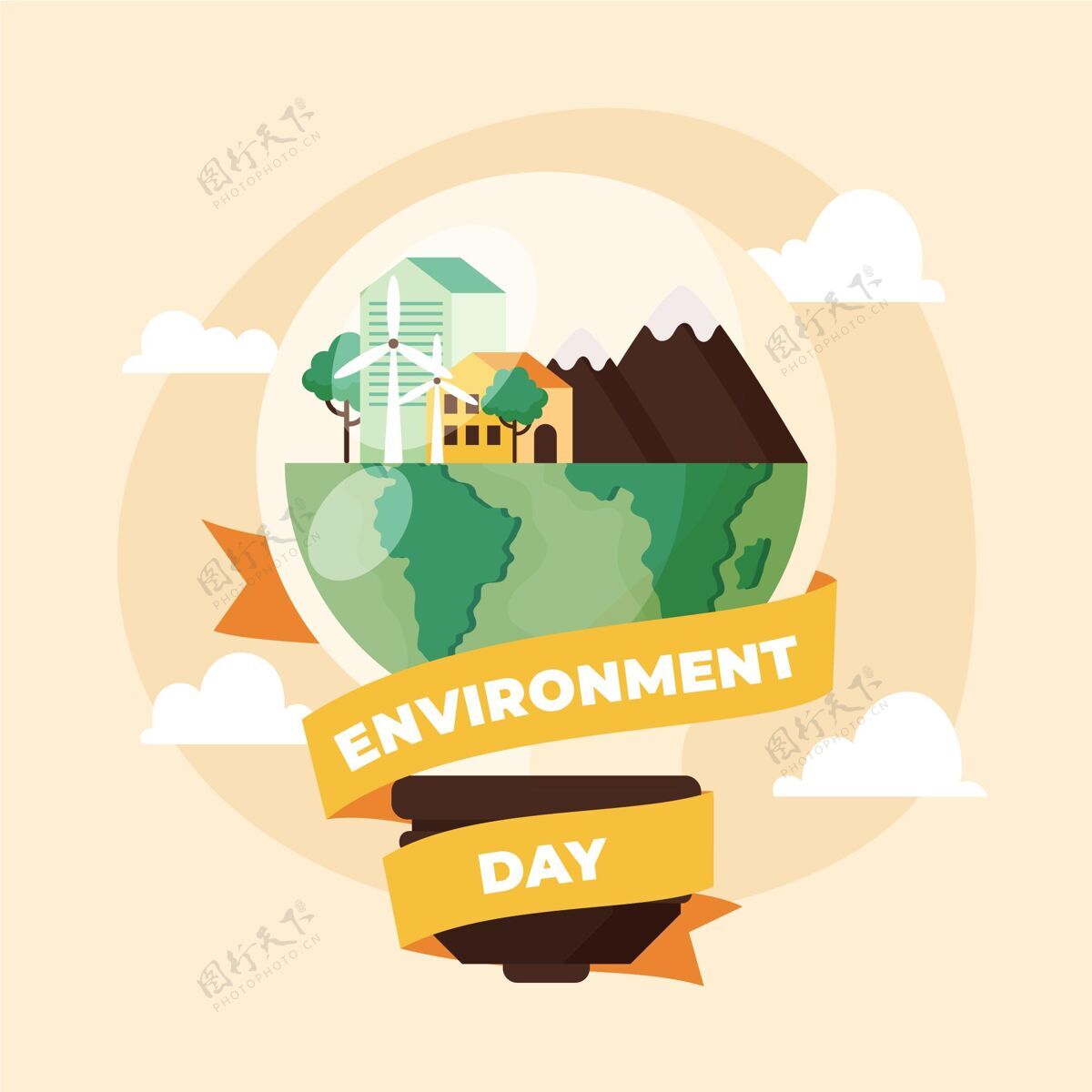 平面平面世界环境日插画平面设计活动拯救地球