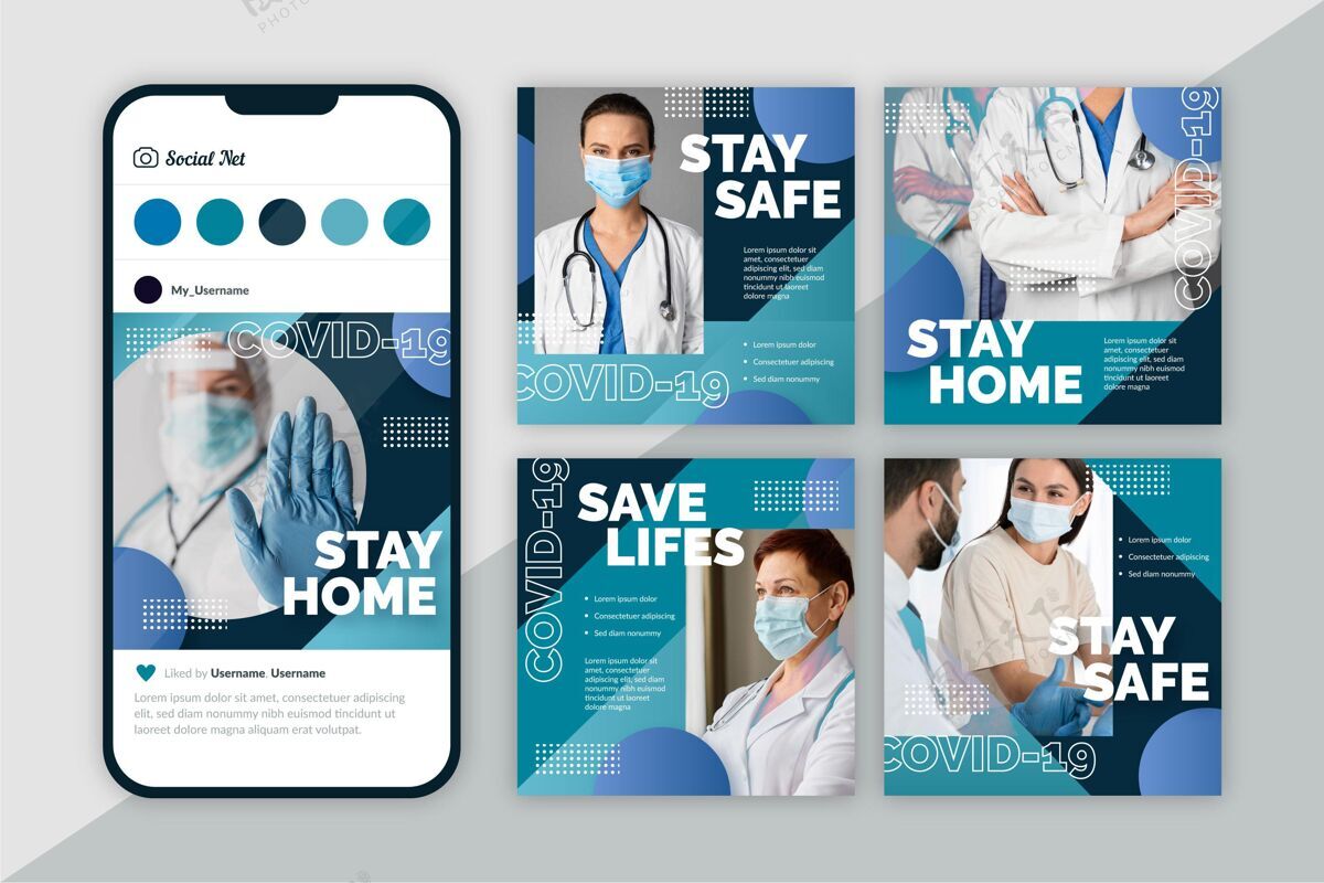 生病梯度冠状病毒instagram帖子集流行病分类网页模板