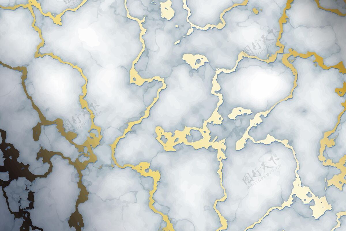 大理石现实的液体大理石背景与黄金金色逼真液体