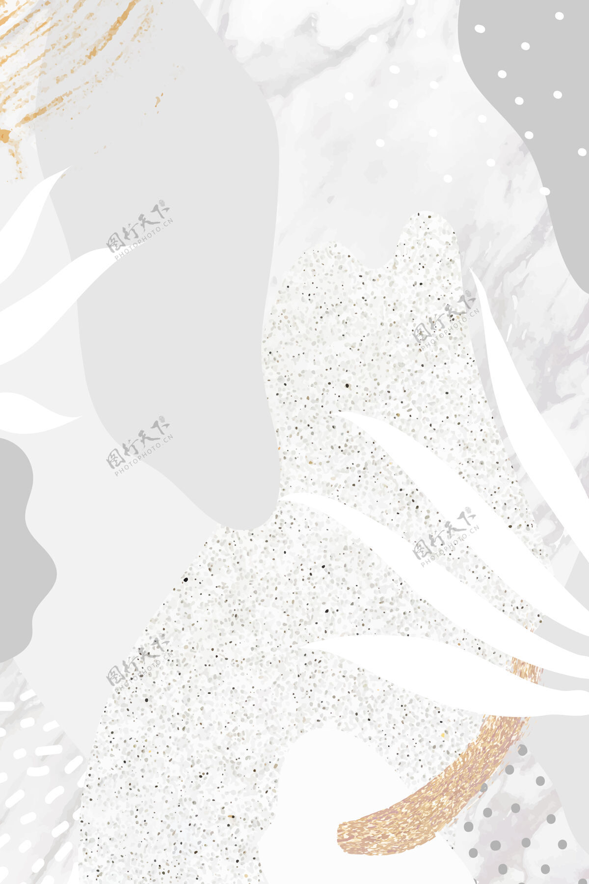 异国情调灰白的孟菲斯植物图案背景光孟菲斯花