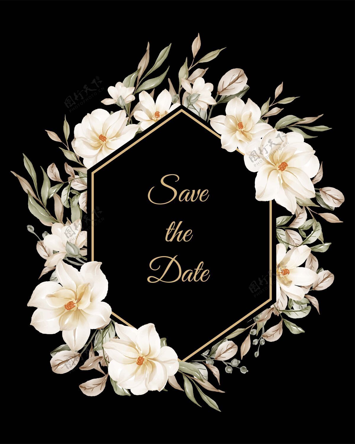 庆祝婚礼用花木兰白花架六边形花叶订婚