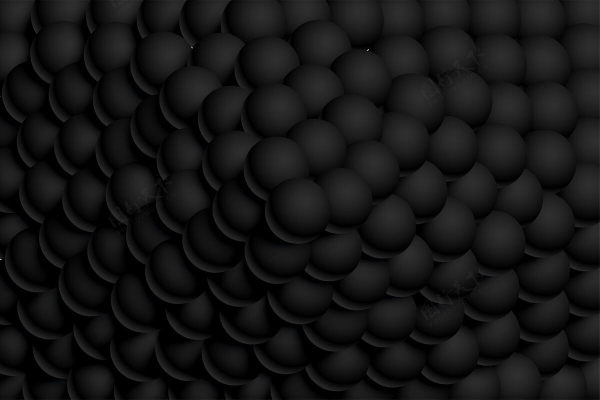 黑色真实的黑色黑色三维球堆叠在一起黑暗三维现代