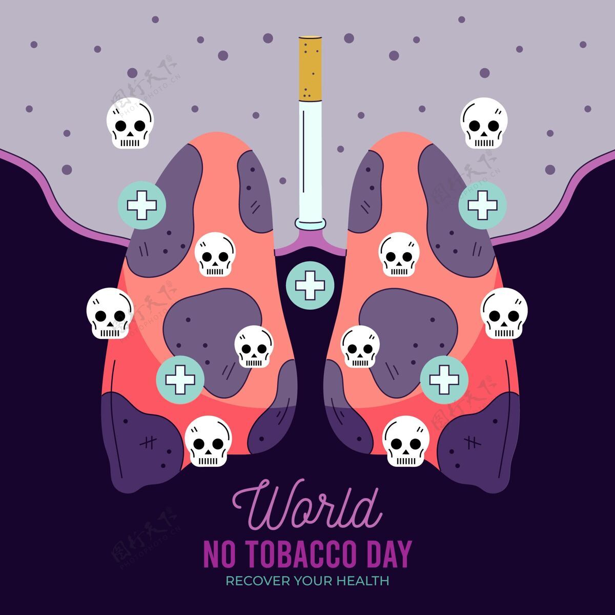 危险手绘世界无烟日插画国际世界无烟日5月31日