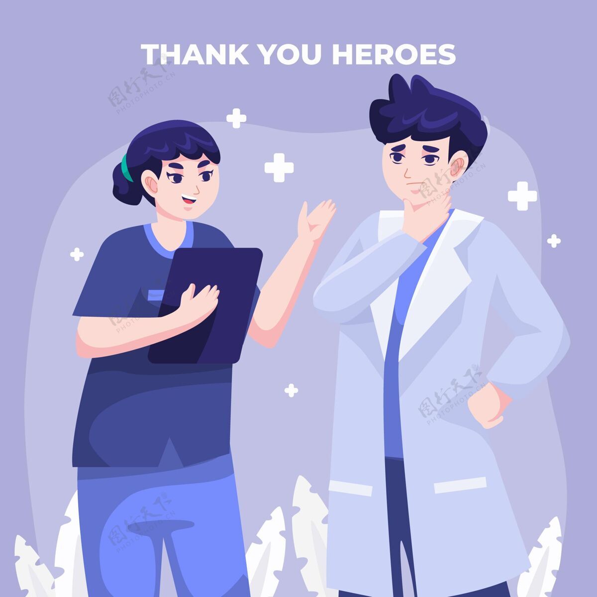 人详细的医生和护士说明人感谢超级英雄