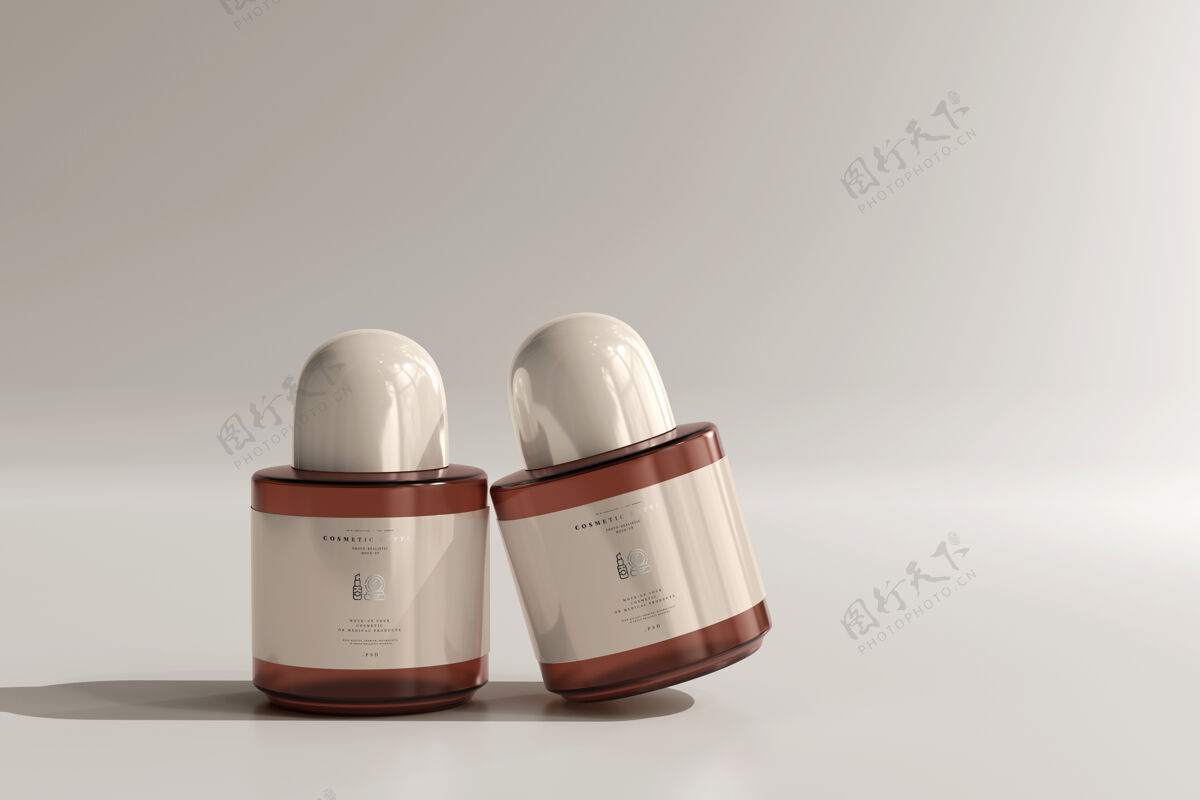 乳液琥珀色玻璃化妆品瓶模型液体专业品牌