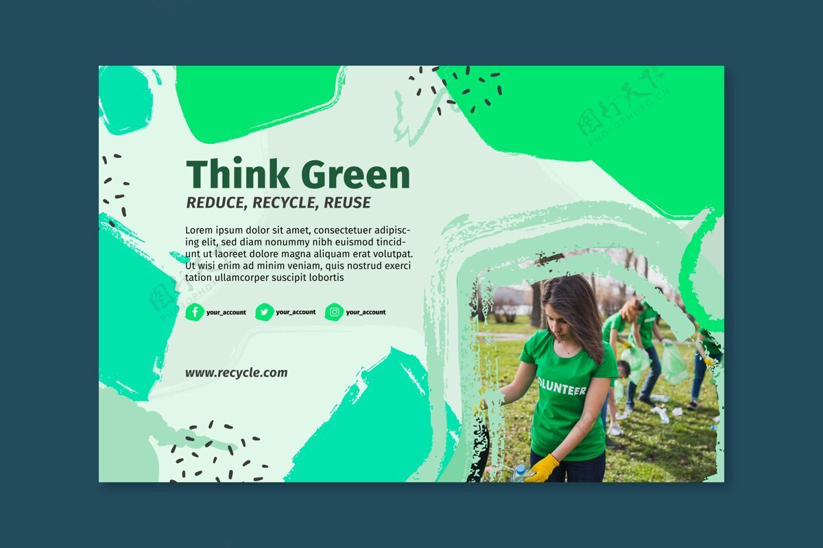 志愿者环境横幅模板绿色思维环境环境
