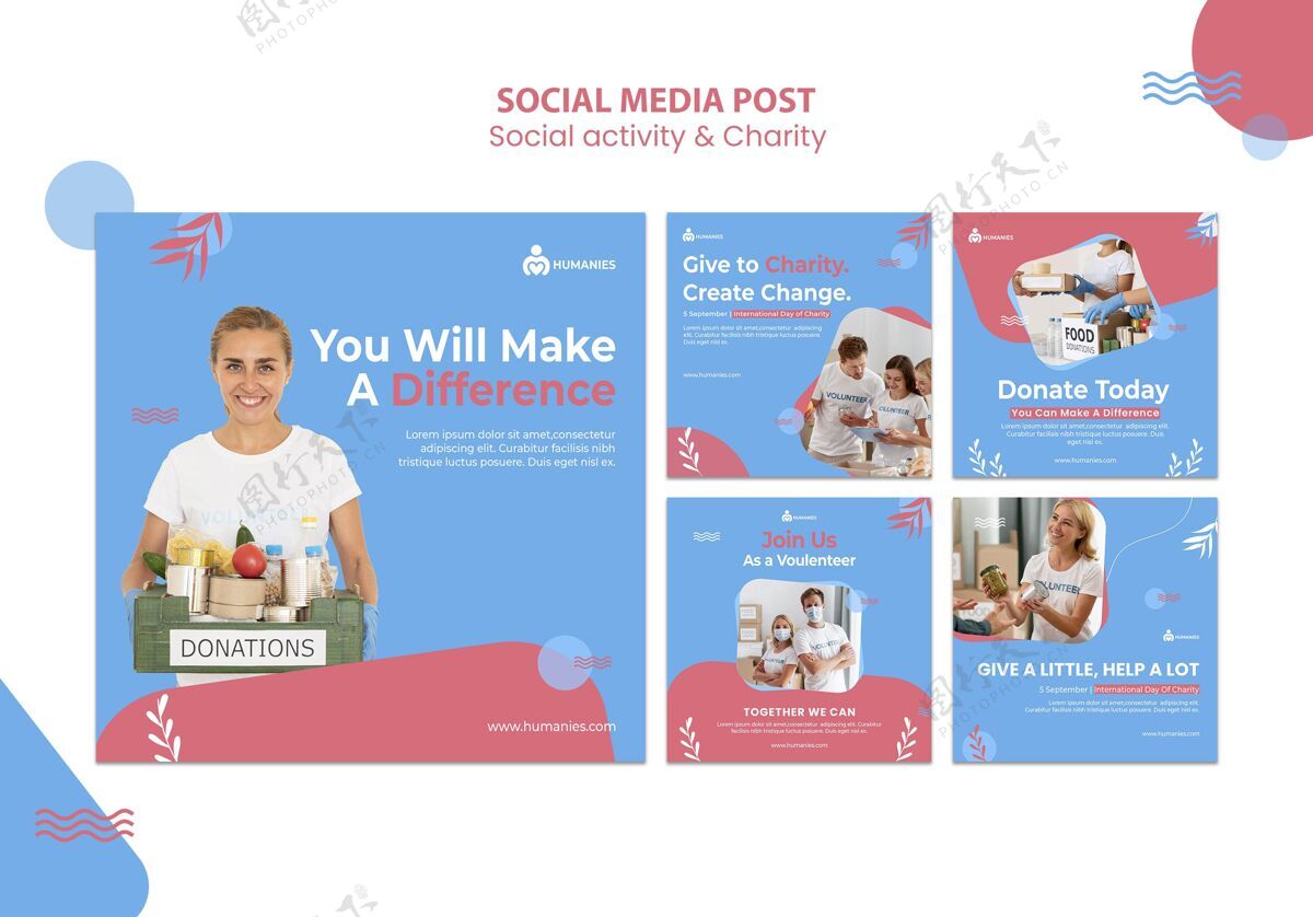 团结社交活动和慈善instagram帖子模板Instagram慈善社交媒体