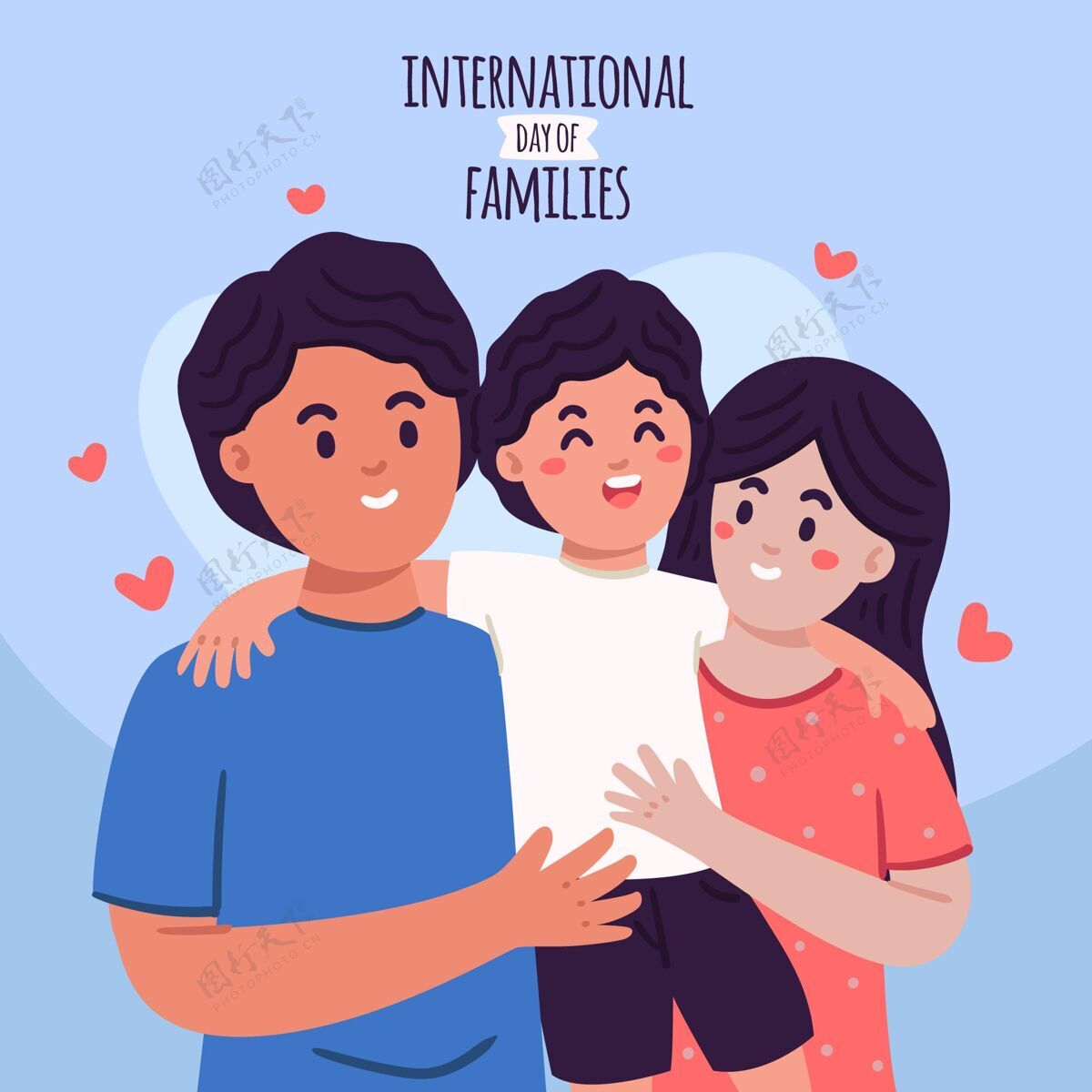 庆祝手绘国际家庭日插画国际家庭日国际手绘