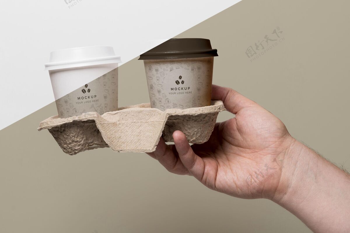商标塑料杯与咖啡模型在支持模型咖啡模型咖啡杯